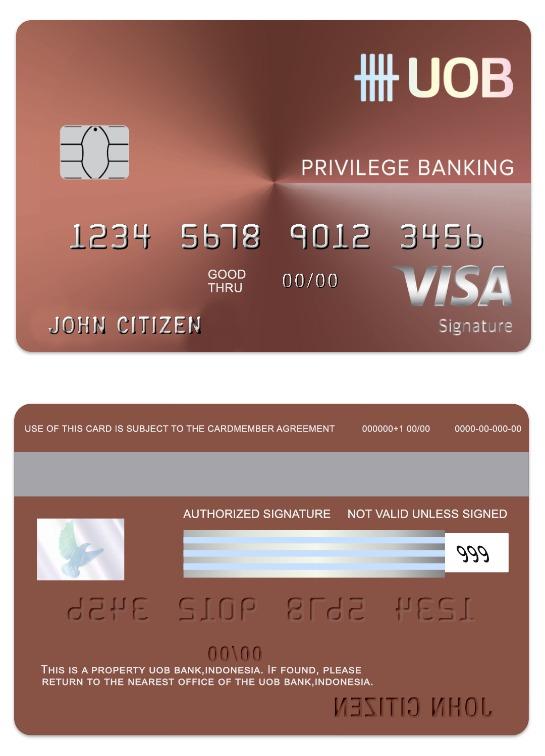 Indonesia UOB bank visa debit signature card